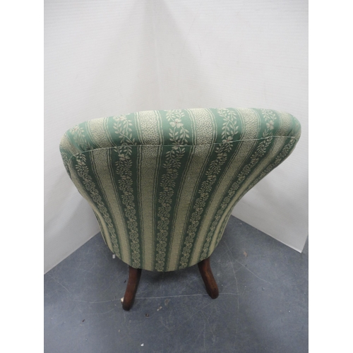 283 - Victorian mahogany framed open armchair on brass castors.