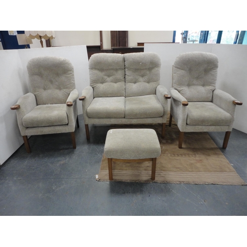 285 - Four-piece fabric upholstered cottage-style lounge suite comprising a settee, pair of armchairs and ... 