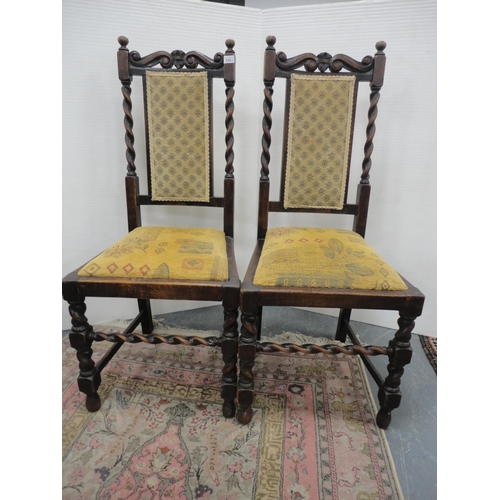 288 - Set of four oak dining chairs, c. 1930s/40s, with later upholstery.