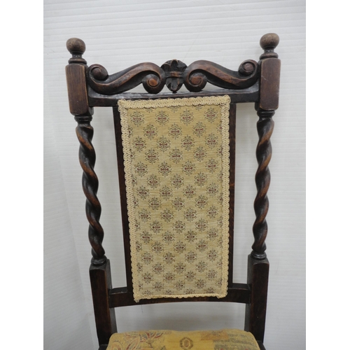 288 - Set of four oak dining chairs, c. 1930s/40s, with later upholstery.