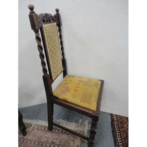 288 - Set of four oak dining chairs, c. 1930s/40s, with later upholstery.