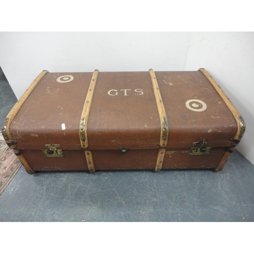 293 - Two wood-bound and canvas travel trunks.