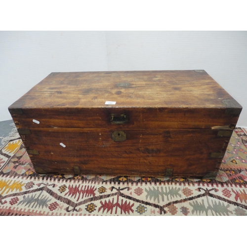 295 - Early 20th century camphorwood and mahogany brass-bound trunk.