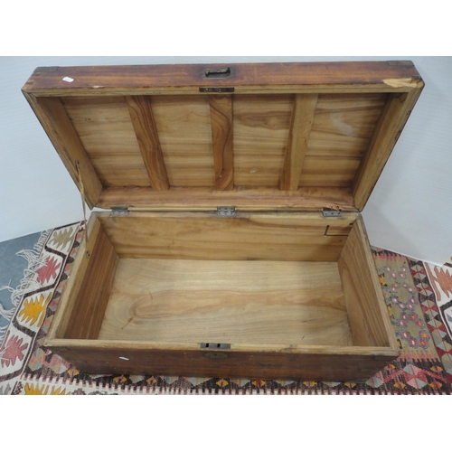 295 - Early 20th century camphorwood and mahogany brass-bound trunk.