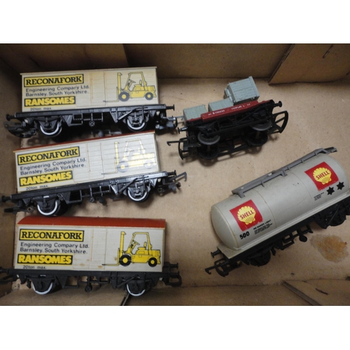 30 - Two cartons containing Hornby and Tri-ang 00 gauge models, mainly rolling stock and tankers, Hornby ... 