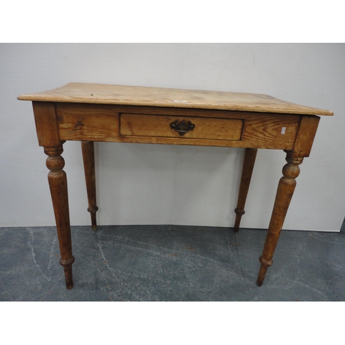 305 - Late 19th century pine writing table with single drawer.