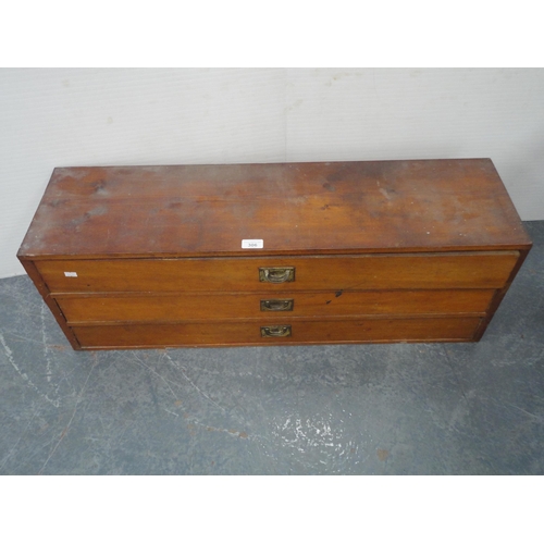 306 - Early 20th century mahogany three-drawer collector's chest.