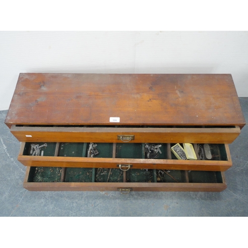 306 - Early 20th century mahogany three-drawer collector's chest.