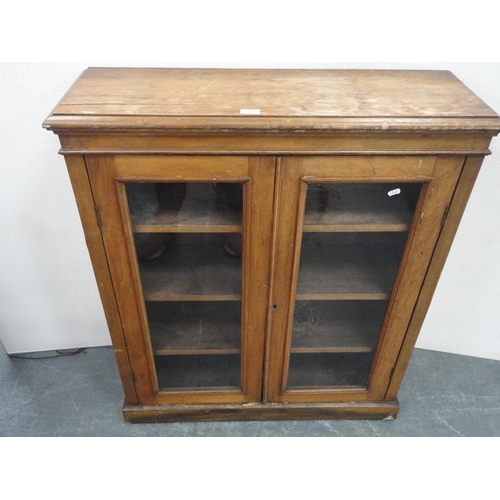 307 - 19th century two-door bookcase with glazed doors enclosing shelves.