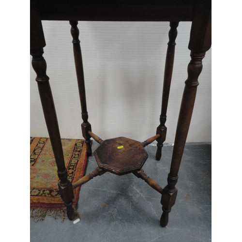 313 - Mahogany wine table and an oak occasional table.  (2)