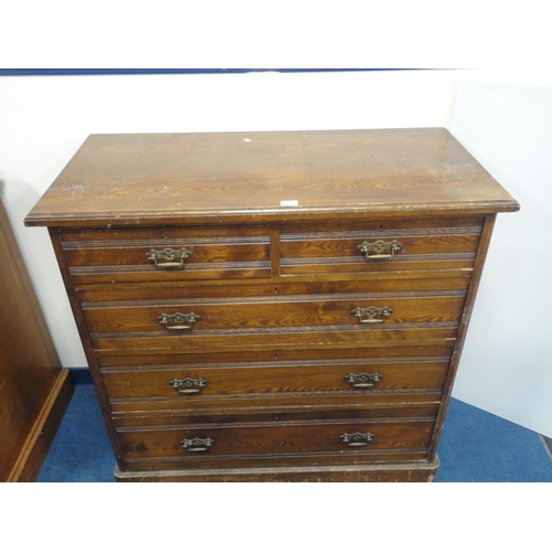 314 - Early 20th century ash chest of two short and three long drawers.