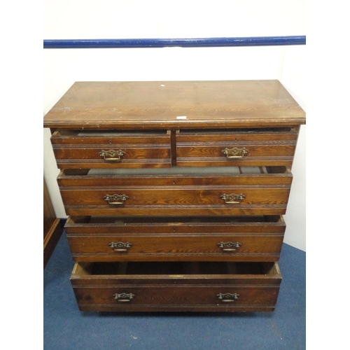 314 - Early 20th century ash chest of two short and three long drawers.