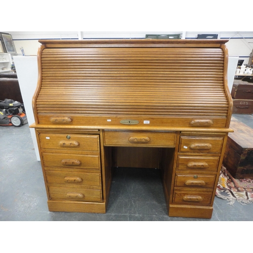 318 - Large oak roll-top desk by Country Desk.