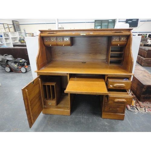 318 - Large oak roll-top desk by Country Desk.