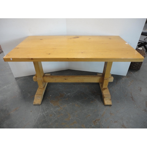 319 - Pine trestle table.