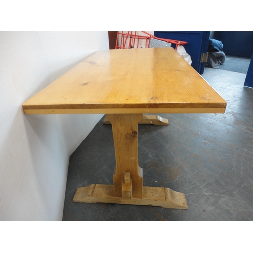 319 - Pine trestle table.