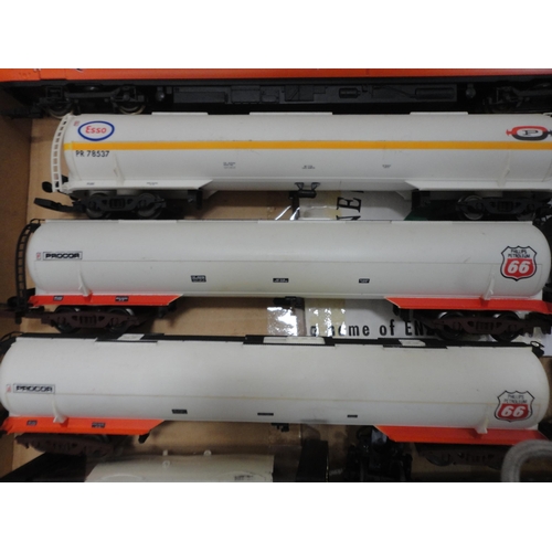 34 - Three cartons containing 00 gauge tankers, coaches, 47606 locomotive, rolling stock, parts etc.