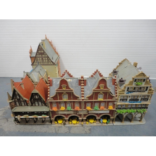 44 - Victorian collector's box and two cartons containing a large quantity of 00 gauge model buildings.