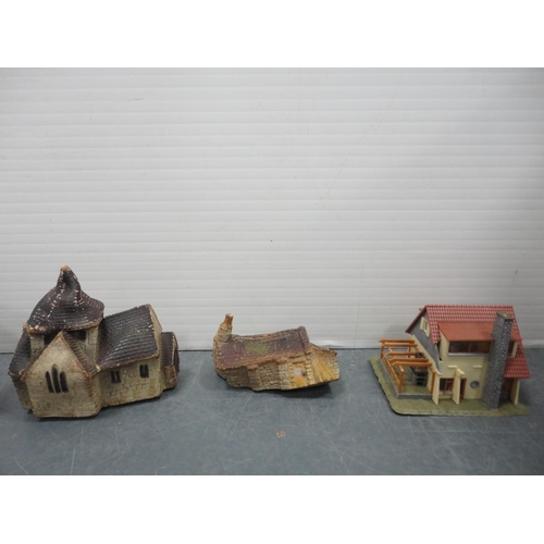 44 - Victorian collector's box and two cartons containing a large quantity of 00 gauge model buildings.