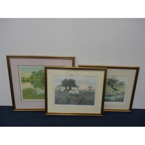 49 - Kenneth LeechEvening Pasture, Moorland Stream and Quiet WatersThree pencil signed limited edition ar... 