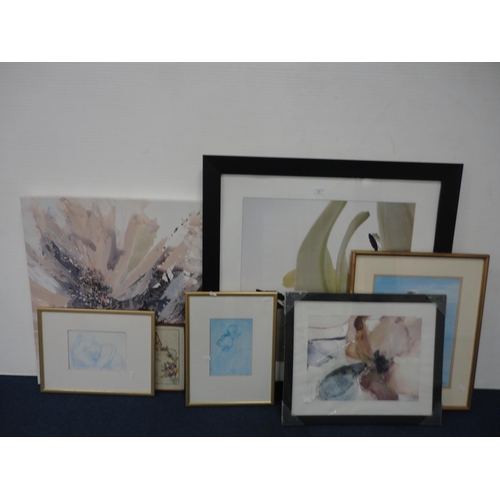 50 - Group of contemporary prints and a needlepoint picture.