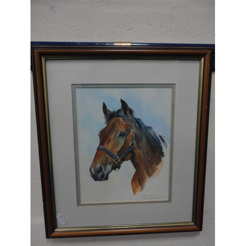 51 - Limited edition horse racing print, signed indistinctly, no. 303/660, another, by Louise Wood of Des... 