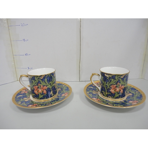 59 - Pair of reproduction William Morris Collection cabinet cups and saucers, boxed, and three Royal Worc... 