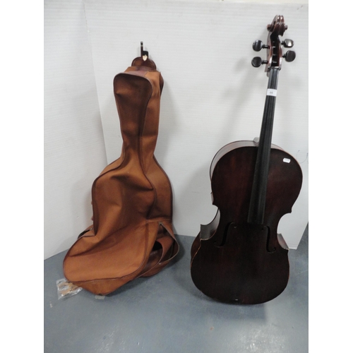 66 - Cello with bow, cased.