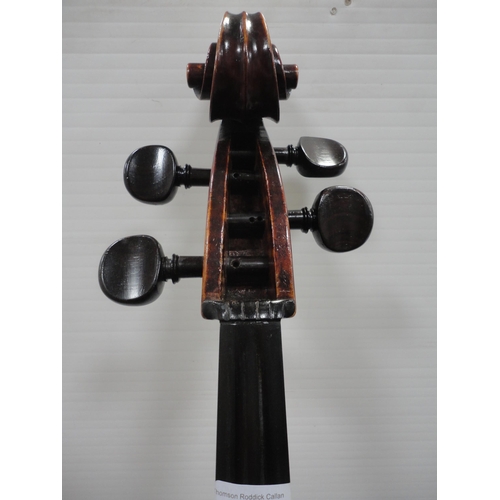 66 - Cello with bow, cased.