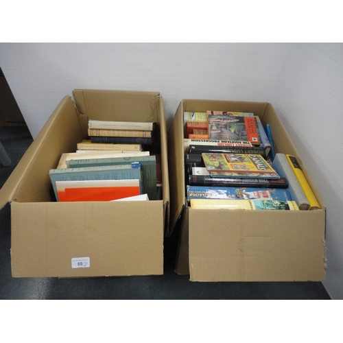 86 - Two cartons containing general books and novels to include medical textbooks, psychiatry, children's... 