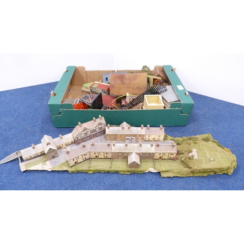 9 - Carton containing model railway accessories to include buildings, track etc.