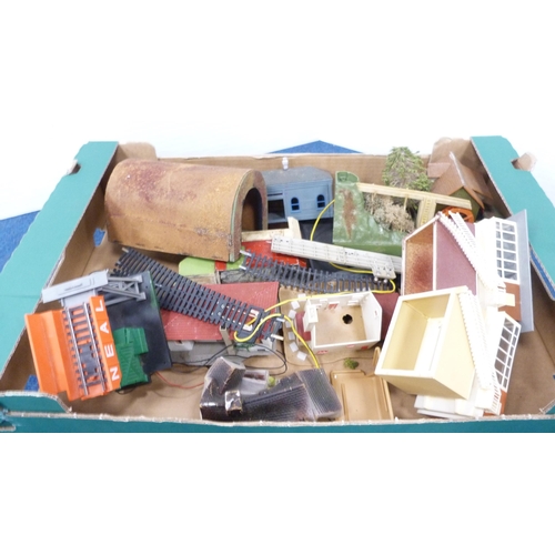 9 - Carton containing model railway accessories to include buildings, track etc.