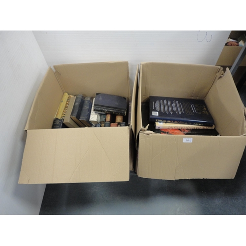 94 - Two large cartons containing various general books and novels to include Rudyard Kipling, Shelley, T... 