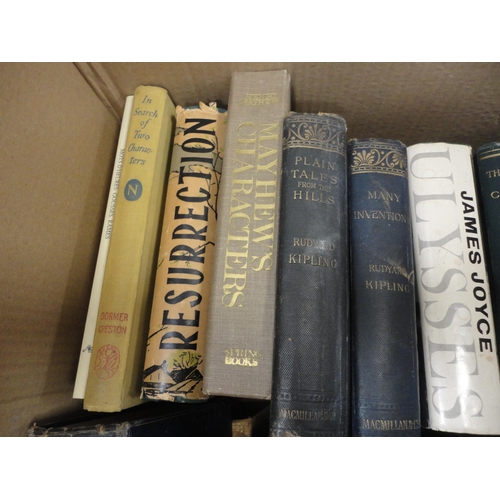 94 - Two large cartons containing various general books and novels to include Rudyard Kipling, Shelley, T... 