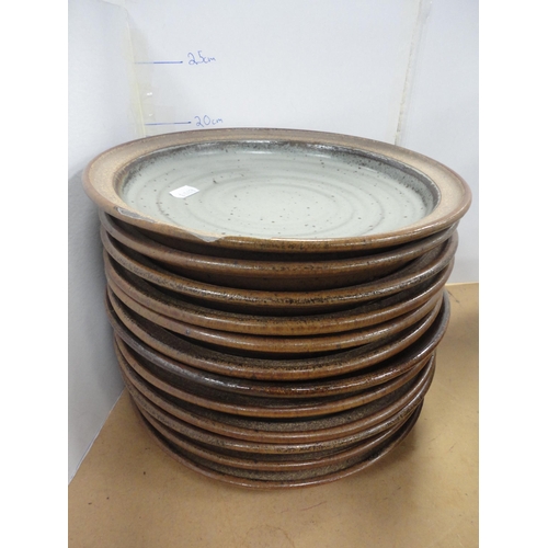 95 - Studio pottery part dinnerwares to include a tureen and similar plates.