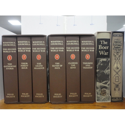 96 - Set of six Folio Society volumes of Winston Churchill's 'The Second World War', a Folio Society volu... 