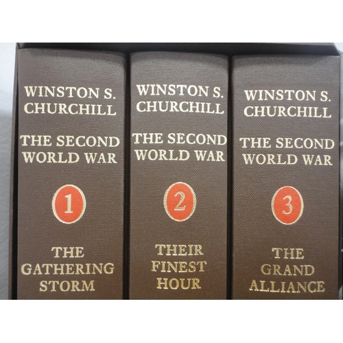 96 - Set of six Folio Society volumes of Winston Churchill's 'The Second World War', a Folio Society volu... 