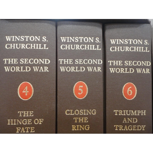 96 - Set of six Folio Society volumes of Winston Churchill's 'The Second World War', a Folio Society volu... 