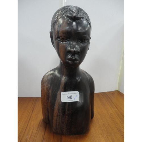 98 - Pair of African hardwood busts, possibly Nigerian origin.