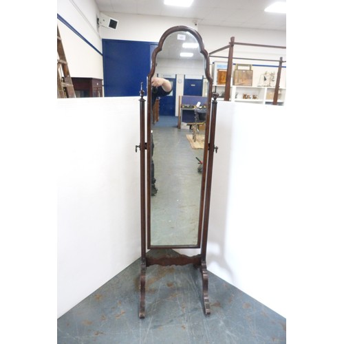 321 - Mahogany-framed cheval mirror.