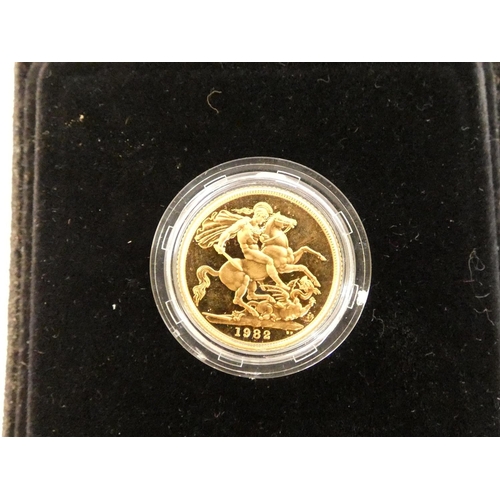 1 - United Kingdom. 1982 22ct gold proof full sovereign in case of issue.