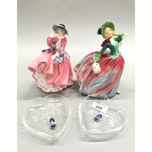 255 - Two Royal Doulton figurines to include Autumn Breezes HN1911, Top o the Hill HN1849, and two Royal D... 