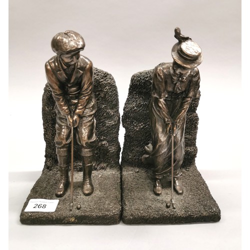 268 - Pair of golfing bookends