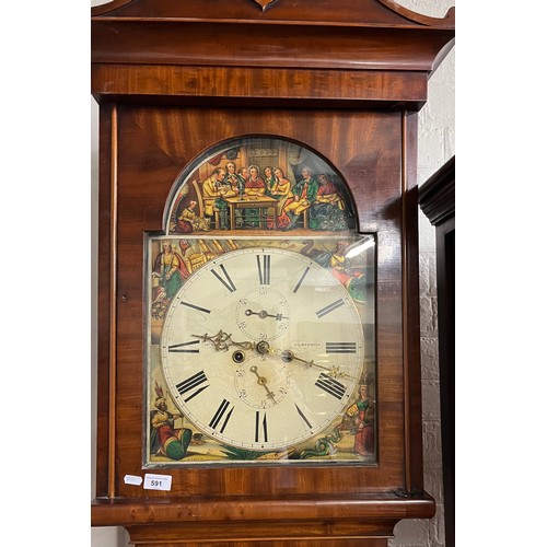 591 - Victorian mahogany longcase clock by J.N. Cameron of Kilmarnock. Dial inscribed with 'Cotter's Satur... 