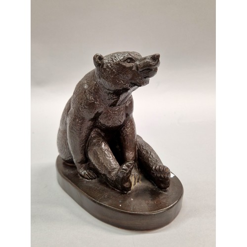 285 - Composite model of a seated bear, signed 1971 K Lane Weems