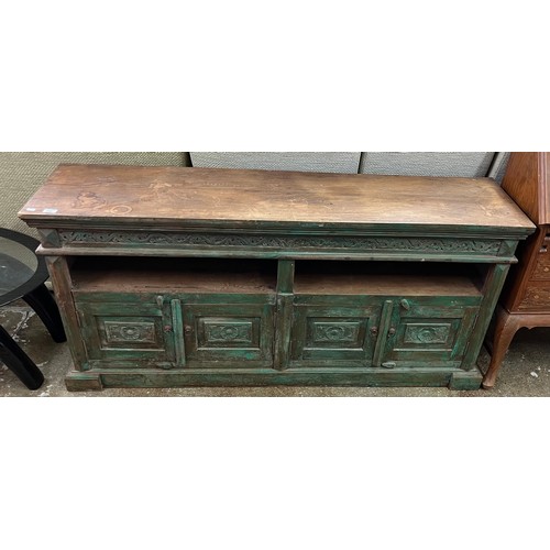 630 - Carved hardwood sideboard, Middle Eastern style, likely early 20th century, H 78cm, W 166.5cm, D 41c... 