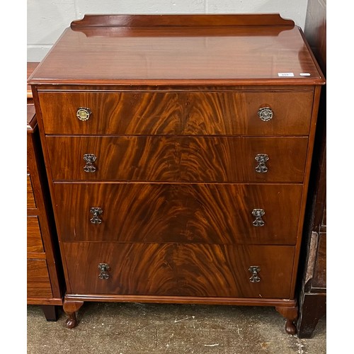 655 - Four-drawer chest, raised on cabriole legs