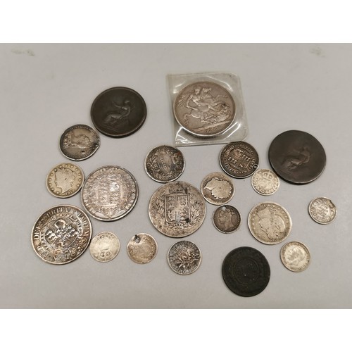 87A - Assorted coins mostly British including Victorian crown etc