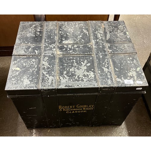 666 - Large travel trunk and metal storage chest