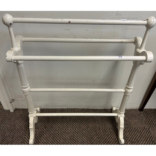 579 - Victorian white painted towel rail 